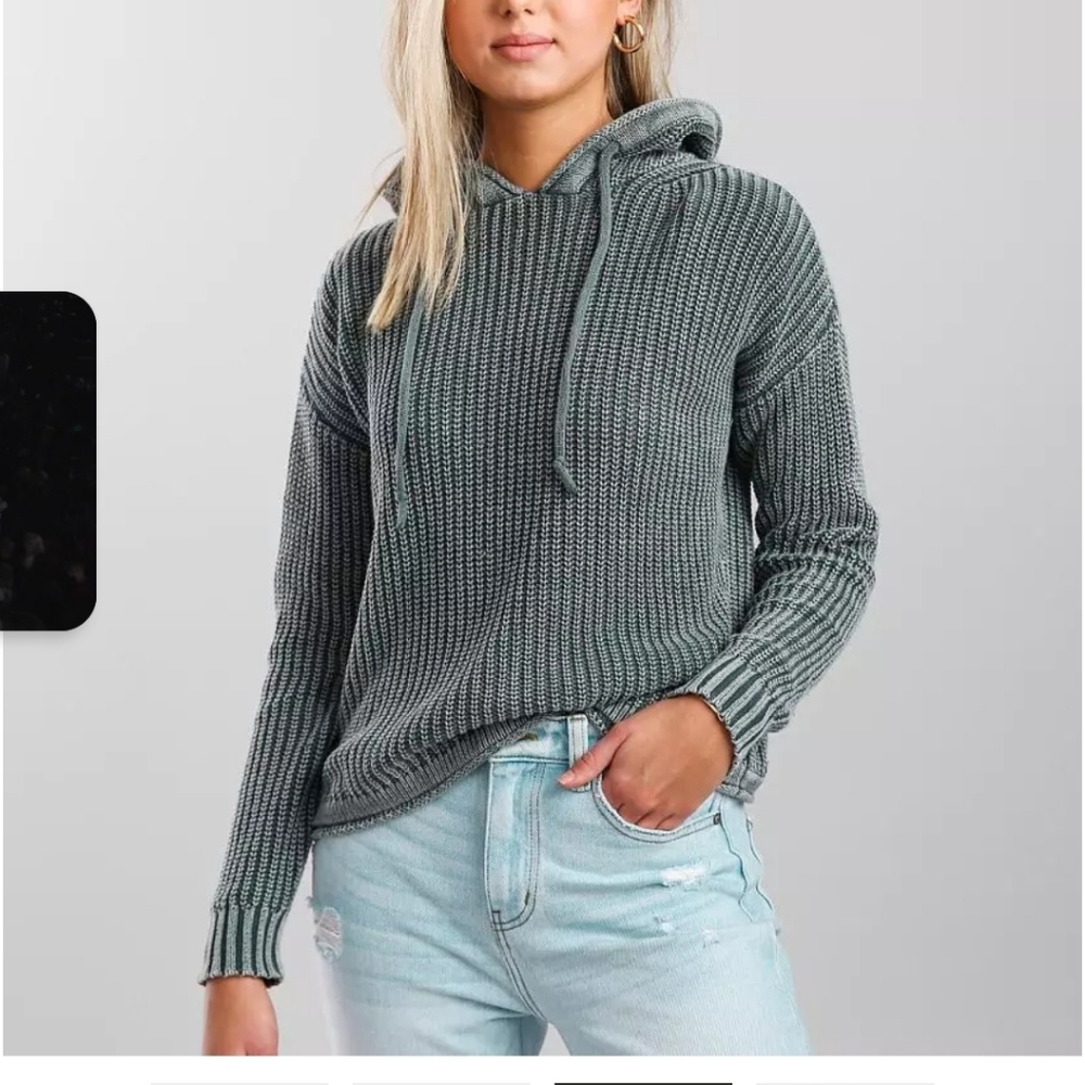 Gilded Intent Split Back Knit Sweater Hoodie Size… - image 2